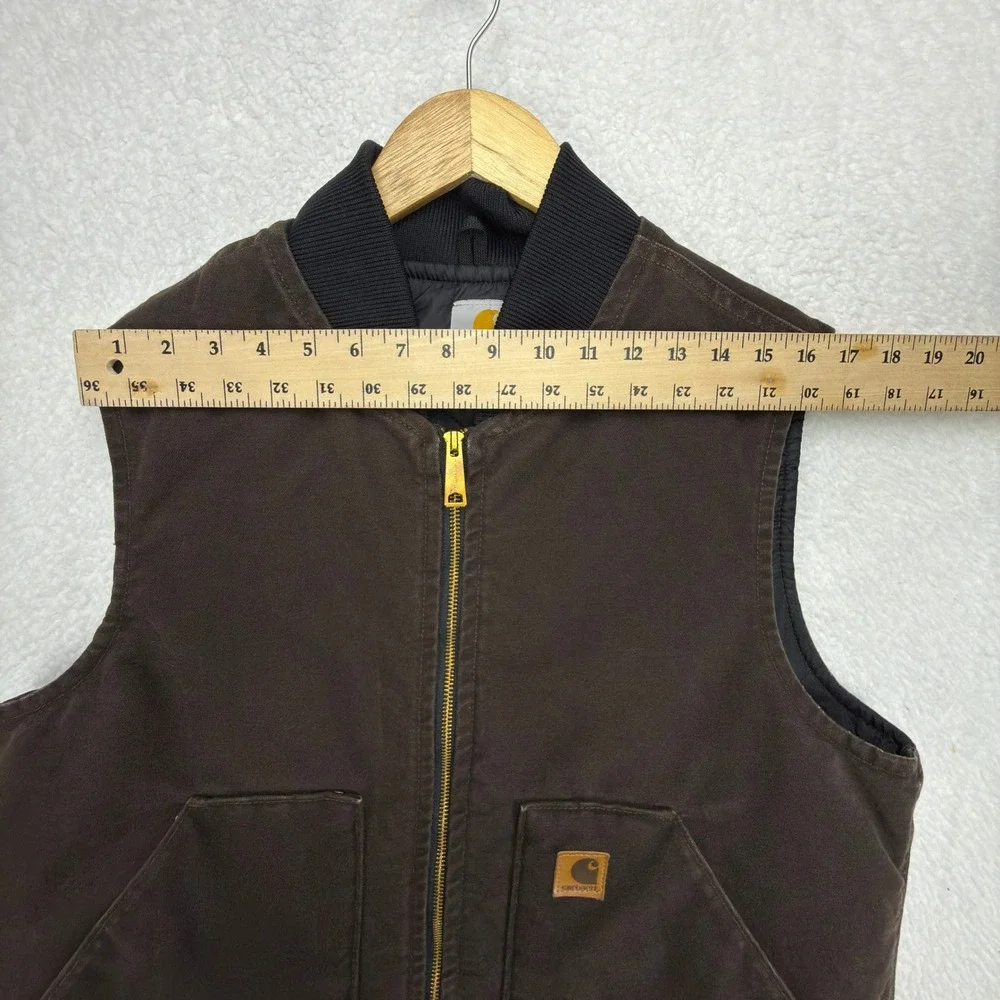 Carhartt Sandstone Vest Arctic Quilt Lined Mens Large V02 DKB Dark Brown EUC - Picture 6 of 10